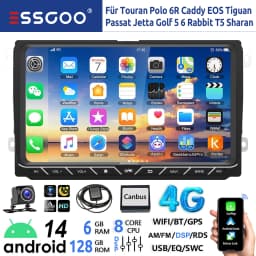 ESSGOO 9" Android 14 8-Core 6+128GB Carplay Car Stereo For VW Golf 5 6 Passat Polo Touran Tiguan Jetta 4G DSP GPS WIFI AM FM BT