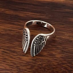 925 Sterling Silver Rings For Women Men Fine Jewelry Finger Adjustable Open Wing Shape Ring For Party Birthday Gift