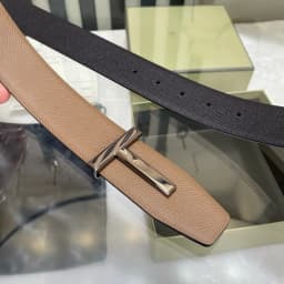 Double-Sided Leather Belt with Letter Buckle T-Shaped Men's Fashionable Genuine Leather Belt Stylish Men's Belt Workwear