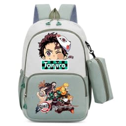 2pcs Demon Slayers Backpack Pencil Case for Boy Girl Kamado Tanjirou Teenager BookBags Rucksack Travel Backpack Mochila Escolar