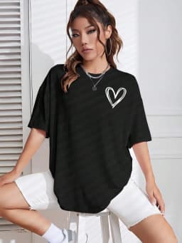 Simple Love Printed Womens T Shirts Summer Breathable Clothes Casual Fashion Short Sleeve Street Oversized All Match T-Shirts