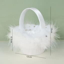20 CM White Flower Girls Basket Silk Wedding Basket for Flower Bride/Kids Hand Held Wedding Ceremony Party Decorations
