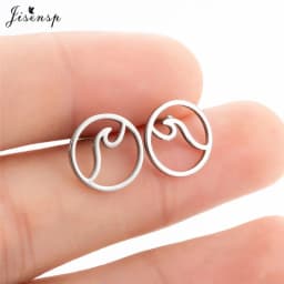 Korean Style Star Moon Ear Studs for Girls Minimalist Cat Puzzle Leaf Dinosaur Earrings Black Stainless Steel Jewelry Oorbellen