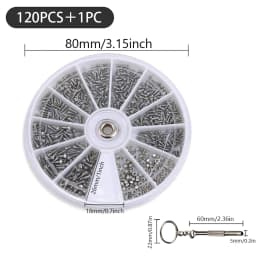 12 Kinds of Small Screws Nuts Assortment Kit M1 M1.2 M1.4 M1.6 Screw for Watches Glassess Frame Repair Tools with Screwdriver