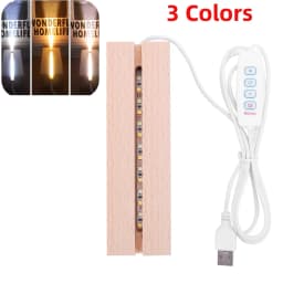 1-10pcs LED Wood Light Display Crystal Acrylic Lighted Base USB Wooden Stand for Resin Art Craft Lights Decor 스탠드 led 조명