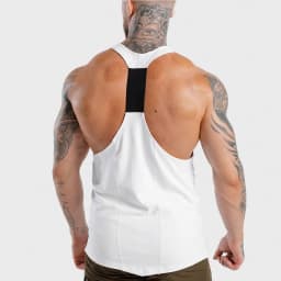 Mens Gym Stringer Tank Top – Muscle Fit Sleeveless Workout Shirt, Deep Scoop Neck Racerback for Bodybuilding & Training