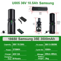 Bottle EBike Battery Pack 36V 10.5Ah 48V 7Ah With Branded 18650 Li-ion Cell Pack Bafang TSDZ2 750W 500W 350W 250W Mini Batteries