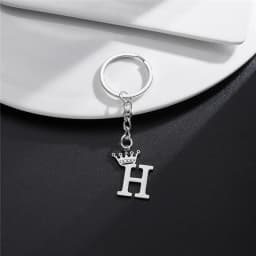 Unique DIY Crown Stainless Steel A-Z Letters Pendant Keychains for Men Women 26 Alphabet Car Key Ring Name Jewelry Keyrings Gift