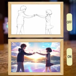 INS Anime Your Name Led Night Light Painting,USB Plug-in 3-colors Lighting Starry Sky Table Lamp Mood Lamp Couple Special Gift
