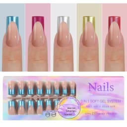 150pcs Multi-size False Nail Press On Acrylic Nails Almond French Wearing Armor Removable Convenient 6 Colors Fake Nail
