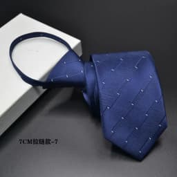 New 7cm Mens Tie Pre-tied Easy Wear Neck Tie Business Wedding Zipper Lazy Pre-tied Korean Style Striped Plaid Solid Necktie