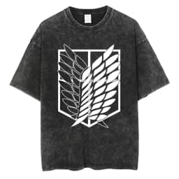 2026 Anime Attack on Titan Eren Jaeger Printed T-shirt Men's and Women's Washed T-shirt High Quality Vintage Cotton T-shirt Top