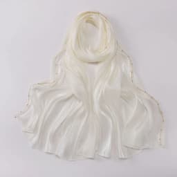 High Qulaity Solid Color Silk Scarf Shining Unilateral golden chain Chiffon Hijab Veil Long Chiffon Sunscreen Headscarf Outdoor