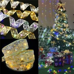 Indoor String Lights Battery Operated Christmas Ribbon with Lights Christmas Tree Accessories Decoration for Christmas New Year