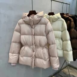 Women Down Cotton Jacket Drawstring Waist Slim Cotton Padded Jacket 2025 Winter New Warm Thicken Cotton Coat Women Hooded Parkas