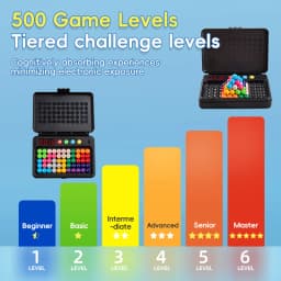 500 Levels IQ Toy, Puzzle Smart Challenge Game With Timer - Logic Thinking Chess, Travel Game, Tabletop Toy, No Batteries