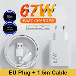 67W 6A Turbo EU Fast Charger For Xiaomi 11 12 13 14 15 17 Pro Max Redmi Note 11T 12T 13 POCO X6 Type C USB Quick Charging Cable