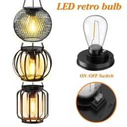 HOMEFISH Solar Lantern LED Light Warm White Outdoor Waterproof Sensor Garden Lamp for Patio Yard Decor Hanging Hollow Design