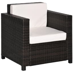 Outsunny Single Seater Rattan Chair Sofa with 10 cm Thick Padded Cushion, All-Weather PE Wicker Weave Armchair with Armrests