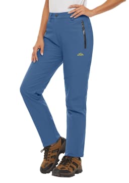 MAGCOMSEN Women's Ski Pants Winter Fleece Lined Waterproof Warm Snow Trekking Hiking Pants Outdoor Trousers Female