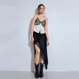 High Waist Asymmetric Splice Black Split Half Skirt Elegant Chiffon Pure Color Long Dress for Women Autumn 2025 New Style