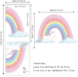 Cartoon Boho Rainbow Wall Sticker Wall Decals Home Decorations Color Mural Sticker Baby Living Bedroom Ornament Home Wallpaper