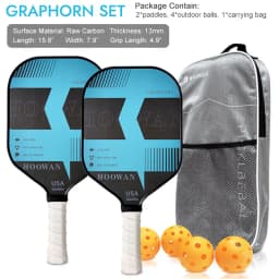 HOOWAN Pickleball Paddle Set of 2 Pickleball Rackets, 4 Outdoor Balls, Carrying Bag, Lightweight and Durable Pickle Ball Paddle