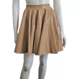 Plus Size Sweet Girl A-Line Goth Skirts Casual PVC Bottoms High Waist Faux Latex Slim Fit Mini Skirt Women Solid Sexy Club Skirt