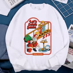 Let’S Catch Santa Holiday Activities Comics Print Clothes Men Women Soft Loose Sweatshirt Warm Soft Hoodie O-Neck Pullover Hoody