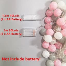 Battery Powered 4cm Cotton Ball Lighting String Wedding Party Birthday Proposal Home Staircase Room Decoration Accessories