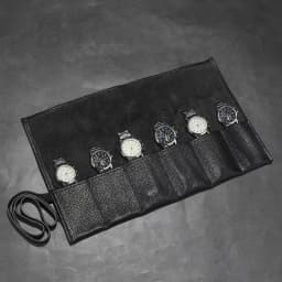 Free Customized Name Cow Leather Watch Storage Bag 6 Slots Roll up Watch Bag Portable Travel Display Smart Watch Storage Pouch