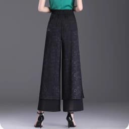 High Waist Wide Leg Pants Women's Summer Thin Ice Silk Straight Cut Slimming Drapey Floral Embroidery Loose Fit Casual Trousers