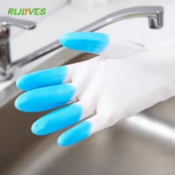 Kitchen Durable Waterproof Gloves Dishwashing Housework Cleaning Gloves Non-slip Thin Rubber Gloves