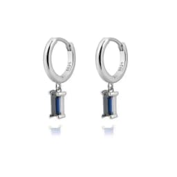 Huggies Earrings Purple white Green Blue Red Square Heart Silver Color Small Hoop Earrings for Women Girls Wedding Jewelry