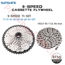 Shimano K7 9Speed Freewheel and Chain Groupset H200 Sunshine 23/25/28/30/32/36/40/42/46/50T Cassette HG53/KMC X9 Chain 9V Kit