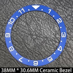 Sloping 38mm * 30.6mm Ceramic/Aluminum Blue Luminous Bezel GMT and Diving Watch Insert Fit for 40mm Watch Case Replacement Watch