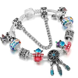 2024 Trendy Silver Cokor Love Key Charm Bracelet With Murano Glass Beads Bracelets For Women Wife Jewelry Pulseras Dropshipping