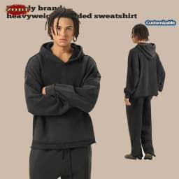 ZODF Retro Winter Men Washed 100% Cotton Boxy Hoodies Unisex Loose Fit Distressed Hooded Pullovers Coats Brand Outfits HY0048