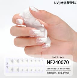 16/20/22Tips Semi-Cured Gel Nail Patch Adhesive Sliders Long Lasting Full Gel Nail Stickers DIY Manicure Harden In UV Lamp Need