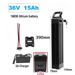 High Capacity 36V 48V Silver Fish 18650 Battery 12-25Ah Built-in BMS Fit Bafang 250W-1000W Motor Kit Complete With 2A Charger .