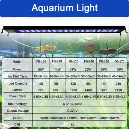 12-30 Inch Fish Tank Full Spectrum LED Light with Timing and Memory Function, Aquarium Plant Growth Light 100-240V