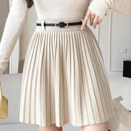 Korean High Waisted Mini Skirts Woman Summer Solid A-Line Knitting Skirts Women Pleated Mini Harajuku Ladies Short Dress