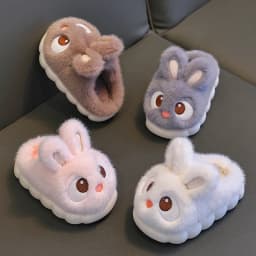 New Cute Rabbit Children's Cartoon Winter Slippers Comfortable Warm House Shoes Boys Girls Indoor Home Fluffy Slippers