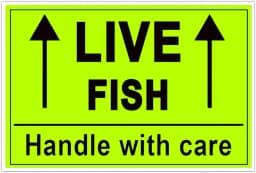 250 pcs Live Fish Stickers Shipping Labels, 2 X 3 Inch Fluorescent Green Please Handle with Care Stickers