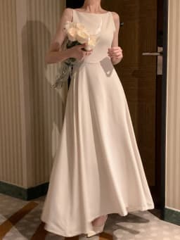 Ele Chic Long Svel Dr High Waist A-Line Silhouette Commute Sle Summer Collection Faionable oulder Design