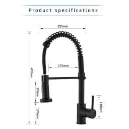 Rozin Matte Black Kitchen Faucet Deck Mounted Mixer Tap 360 Degree Rotation Stream Sprayer Nozzle Kitchen Sink Hot Cold Taps