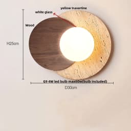 IWHD Nordic Modern LED Wall Lights Living Dining Room Bar Yellow Travertine Interior Home Decor Creatvie Bedside Lamp Lamparas