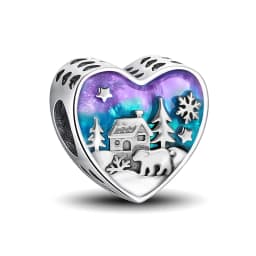 925 Sterling Silver Snow Mountain Scenery Starry Sky Charms Beads Fit Original  Bracelet Bangle High Quality DIY Jewelry