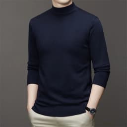 7 Colour Men's Half High Neck Long Sleeved Solid Color Sweater Soft, Warm and Comfortable Top with a Base