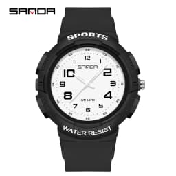 Sanda 9074 Trendy Design Soft Student Watch TPU Strap 50M Depth Waterproof Quartz Movement Children Fashion Sports Wrist Watch